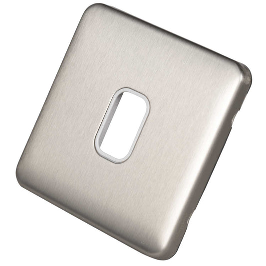 Schneider Lisse Deco 1 Gang Grid Plate Screwless White Insert Stainless Steel