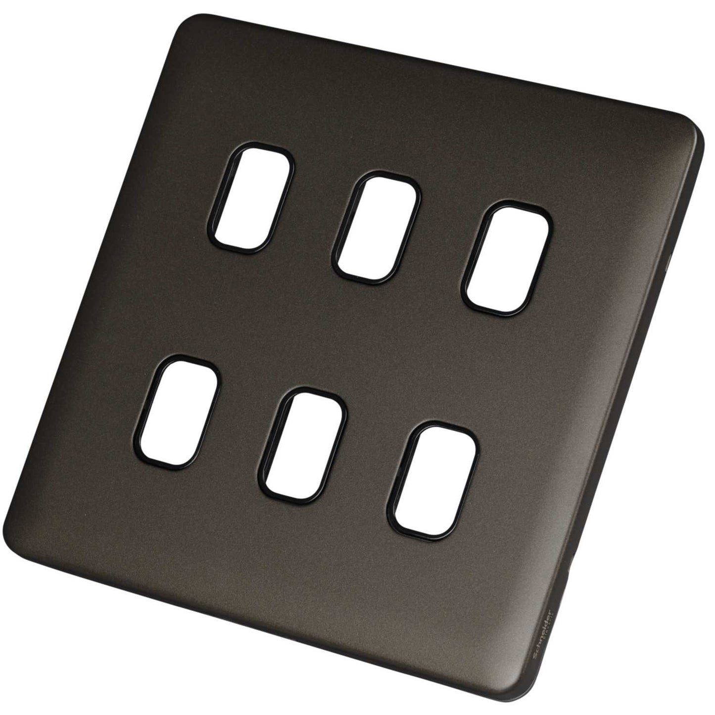 Schneider Lisse Deco 6 Gang Grid Plate Screwless Black Insert Mocha Bronze