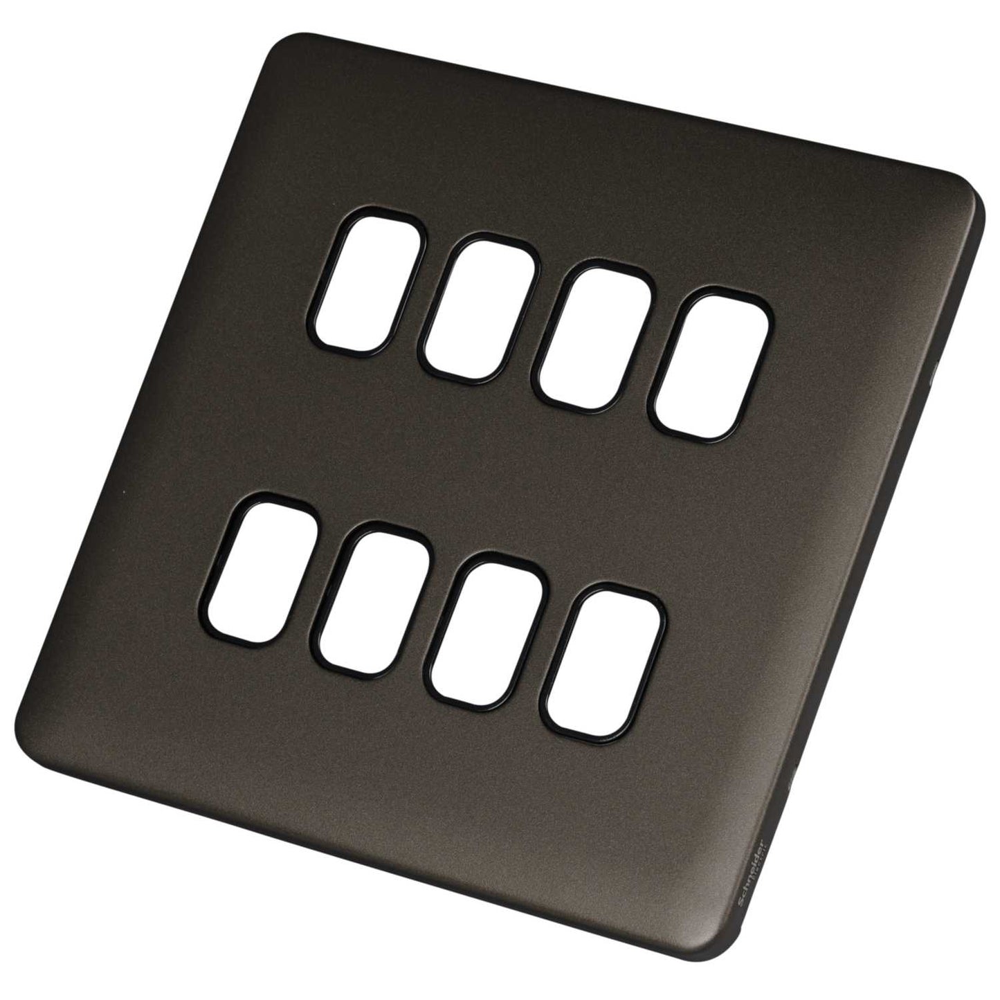 Schneider Lisse Deco 8 Gang Grid Plate Screwless Black Insert Mocha Bronze