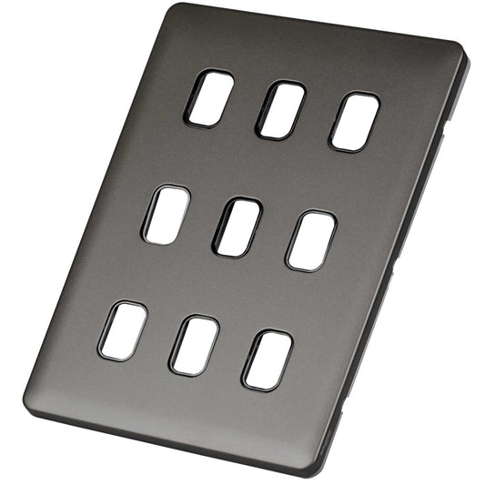 Schneider Lisse Deco 9 Gang Grid Plate Screwless Black Insert Mocha Bronze