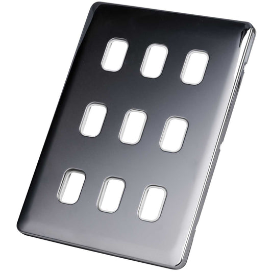Schneider Lisse Deco 9 Gang Grid Plate Screwless White Insert Polished Chrome