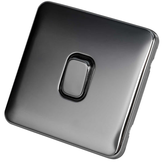 Schneider Lisse Deco 10A 1 Gang Intermediate Switch Screwless Black Insert Polished Chrome