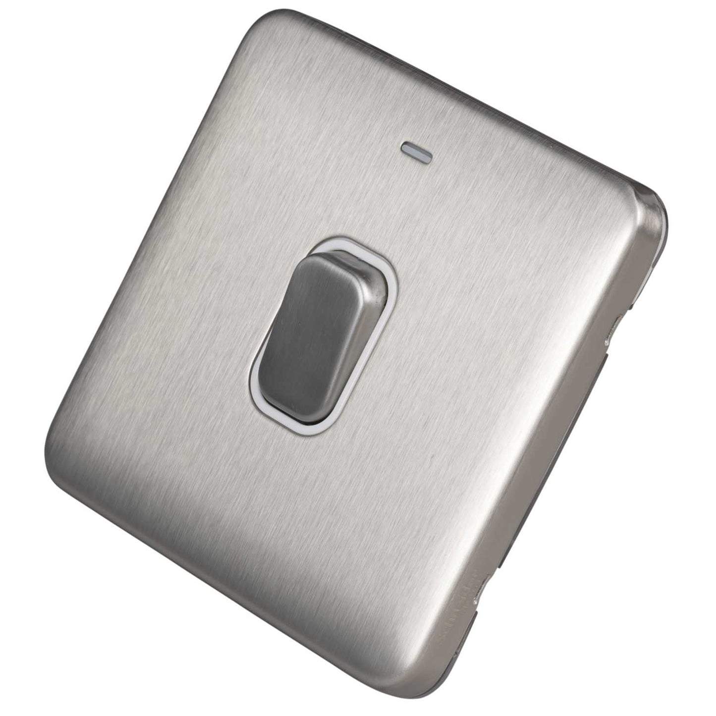 Schneider Lisse Deco 20A DP Switch with LED Indicator Screwless White Insert Stainless Steel