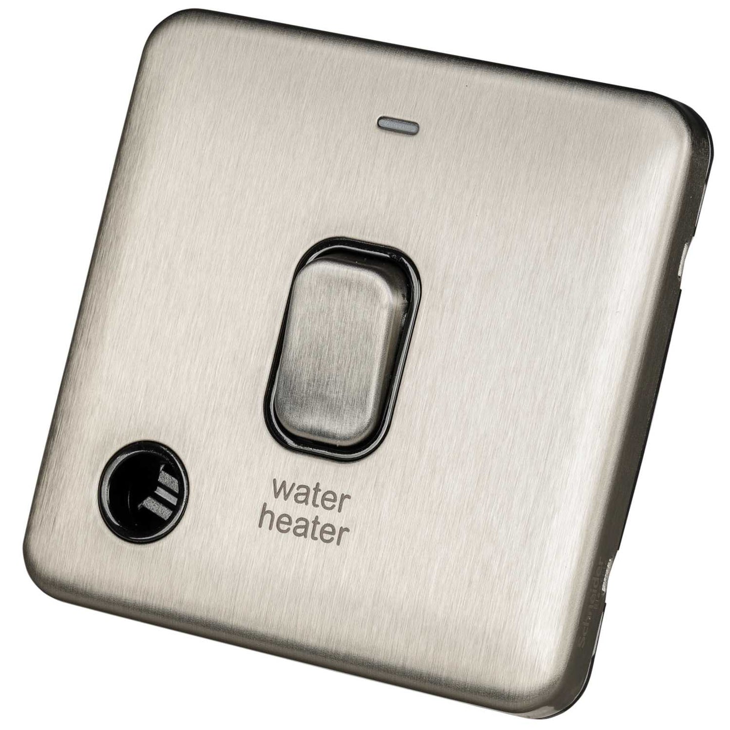 Schneider Lisse Deco 20A DP Switch F/Outlet for Water Heater Screwless Black Insert Stainless Steel