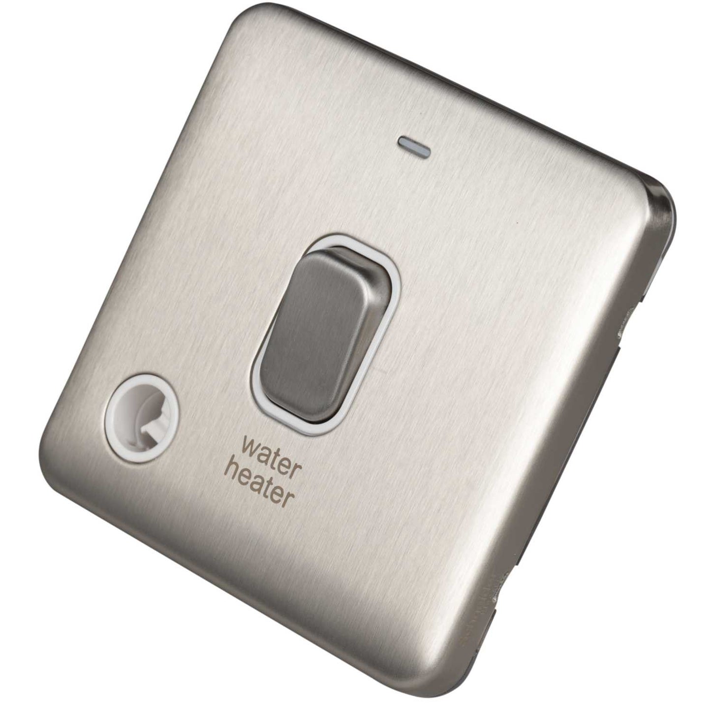 Schneider Lisse Deco 20A DP Switch F/Outlet for Water Heater Screwless White Insert Stainless Steel