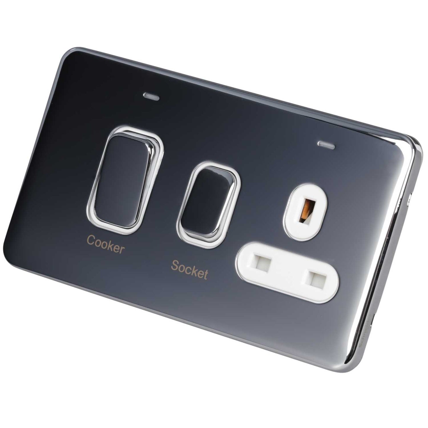 Schneider Lisse Deco 45A Cooker Control Unit with Indicator Screwless White Insert Polished Chrome