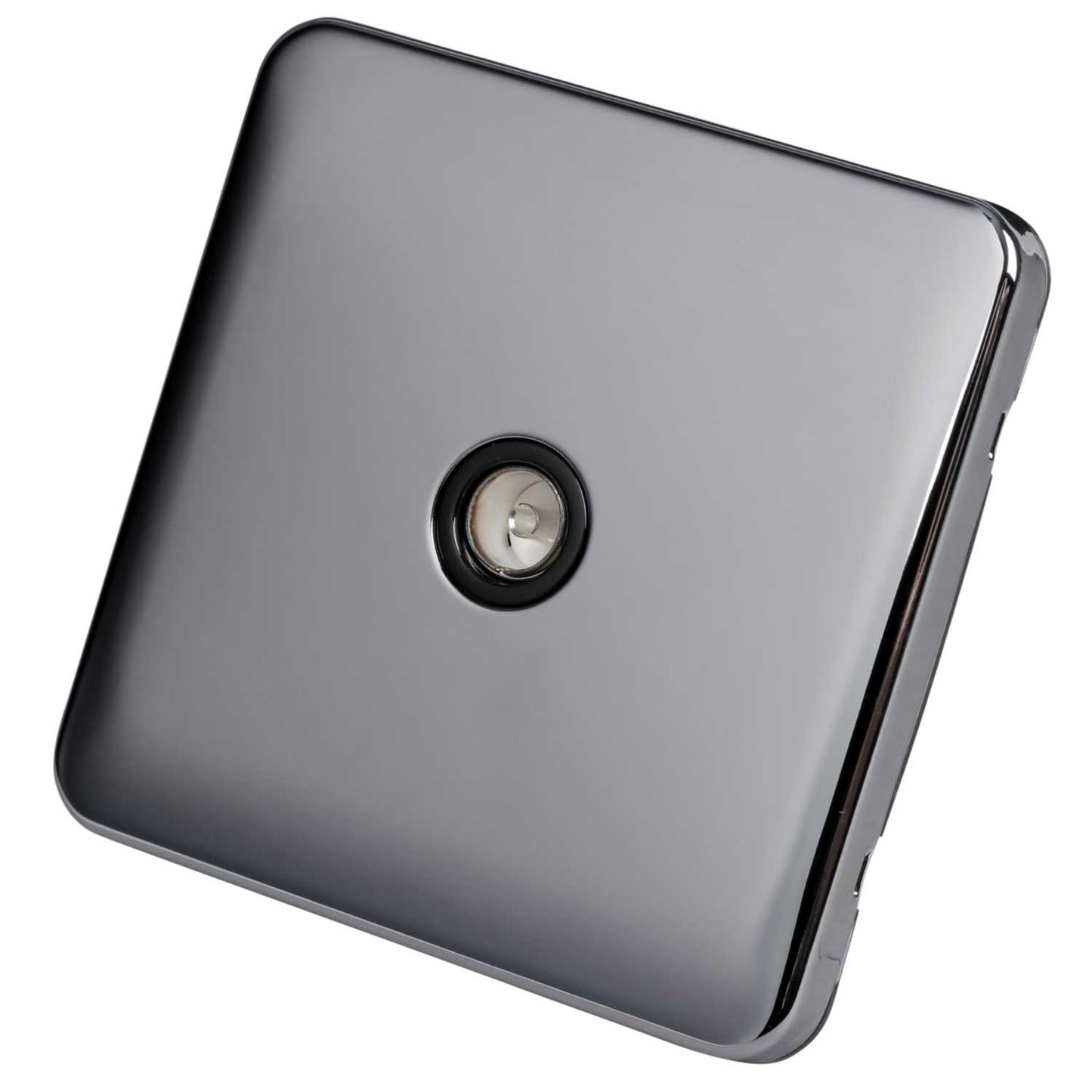 Schneider Lisse Deco 1 Gang Coaxial Socket Screwless Black Insert Polished Chrome