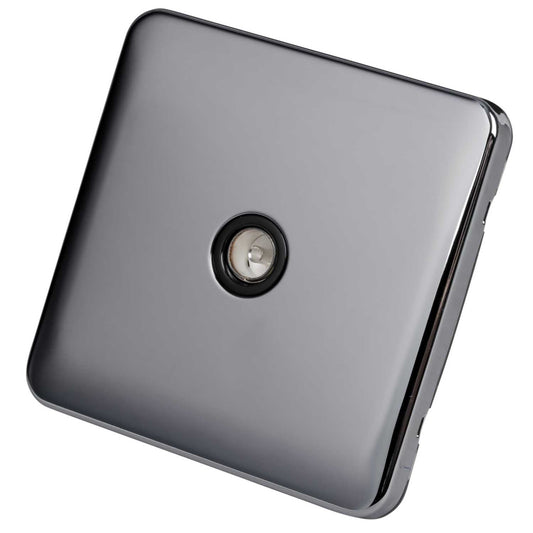 Schneider Lisse Deco 1 Gang Coaxial Socket Screwless Black Insert Polished Chrome