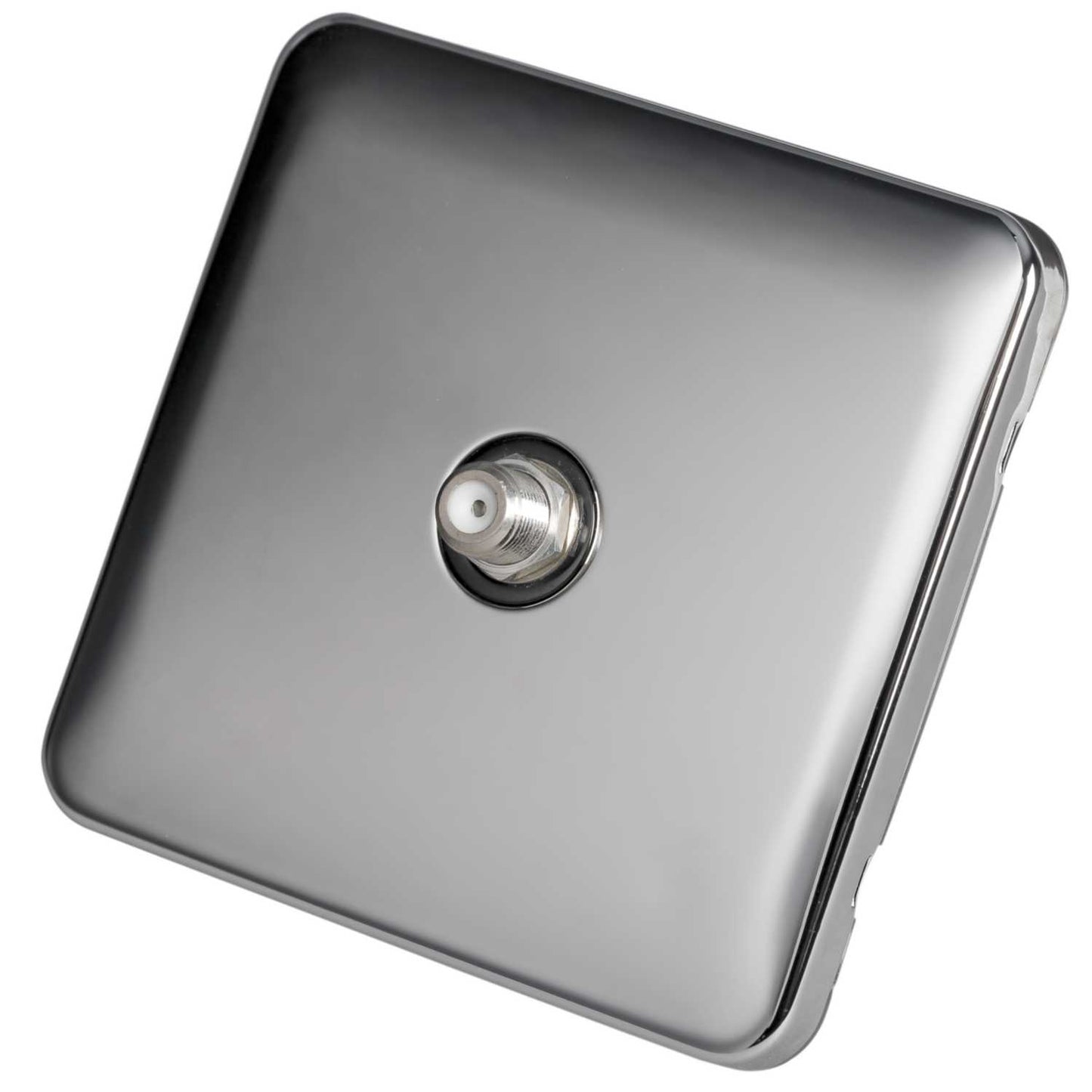 Schneider Lisse Deco 1 Gang Satellite Socket Screwless Black Insert Polished Chrome