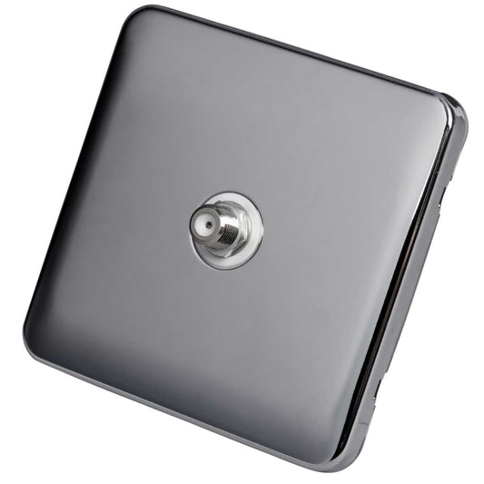 Schneider Lisse Deco 1 Gang Satellite Socket Screwless White Insert Polished Chrome
