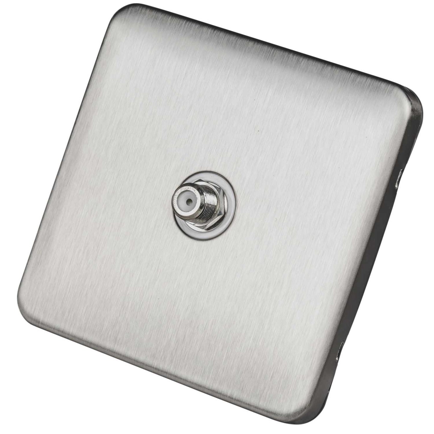Schneider Lisse Deco 1 Gang Satellite Outlet Screwless White Insert Stainless Steel