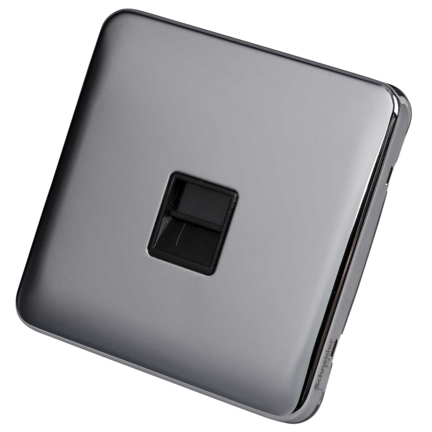 Schneider Lisse Deco 1 Gang Master Telephone Socket Screwless Black Insert Polished Chrome