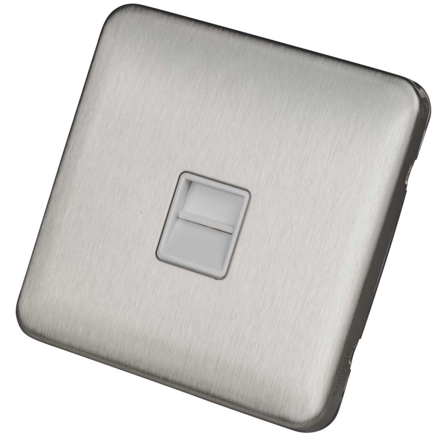 Schneider Lisse Deco 1 Gang Master Telephone Socket Screwless White Insert Stainless Steel