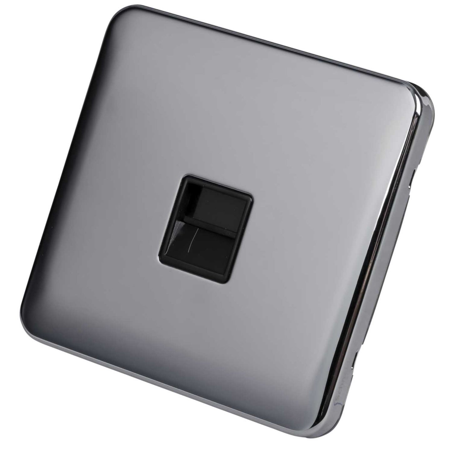 Schneider Lisse Deco 1 Gang Secondary Telephone Socket Screwless Black Insert Polished Chrome