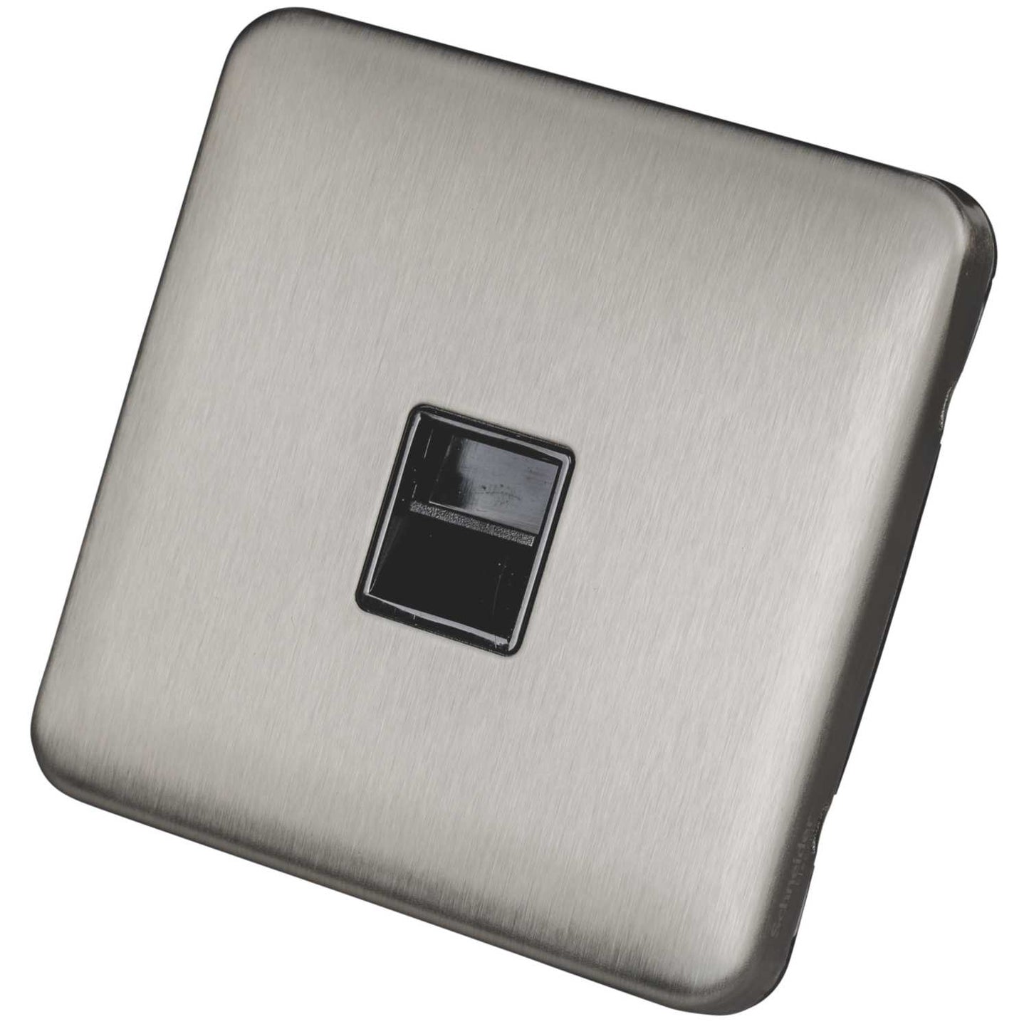 Schneider Lisse Deco 1 Gang Secondary Telephone Socket Screwless Black Insert Stainless Steel