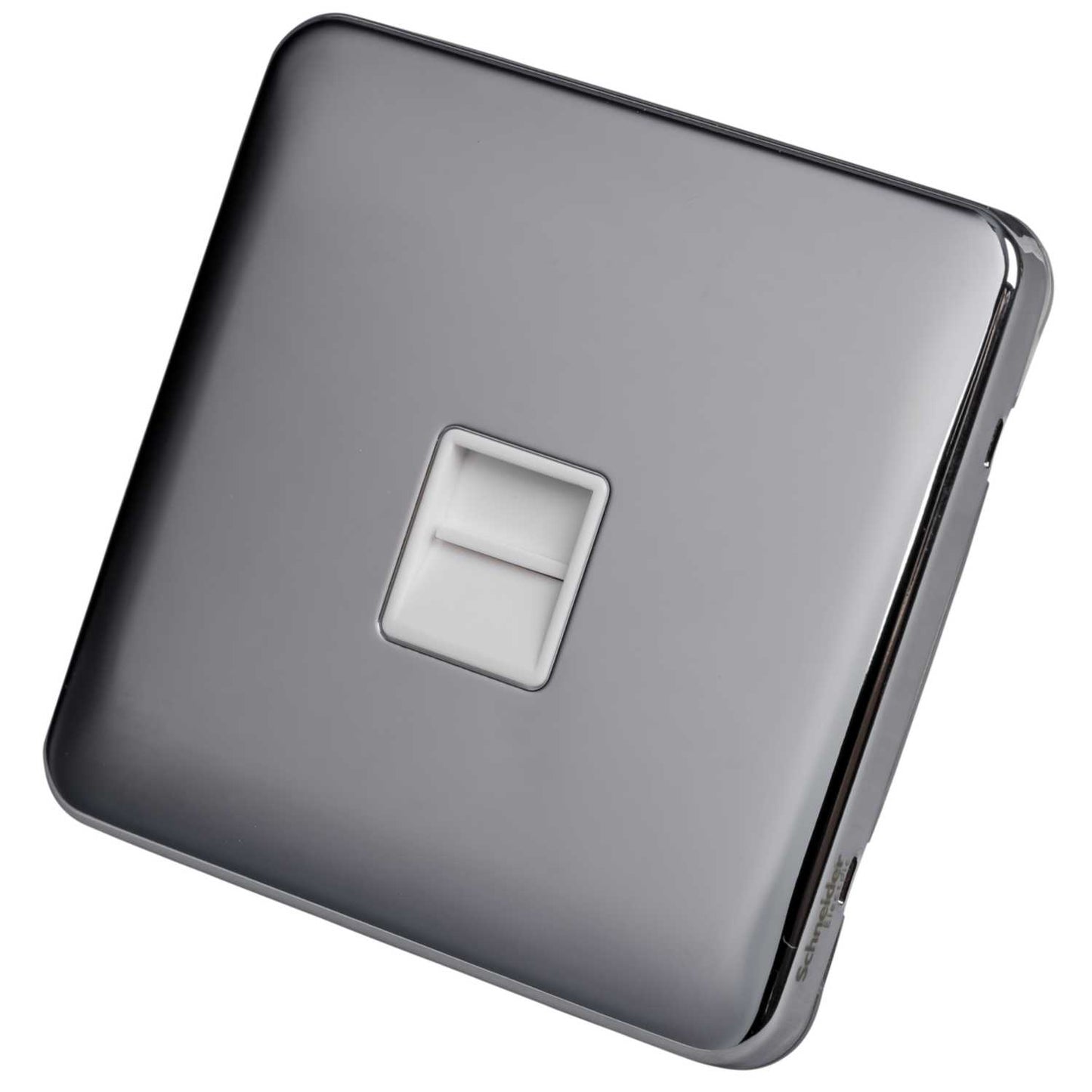 Schneider Lisse Deco 1 Gang Secondary Telephone Socket Screwless White Insert Polished Chrome