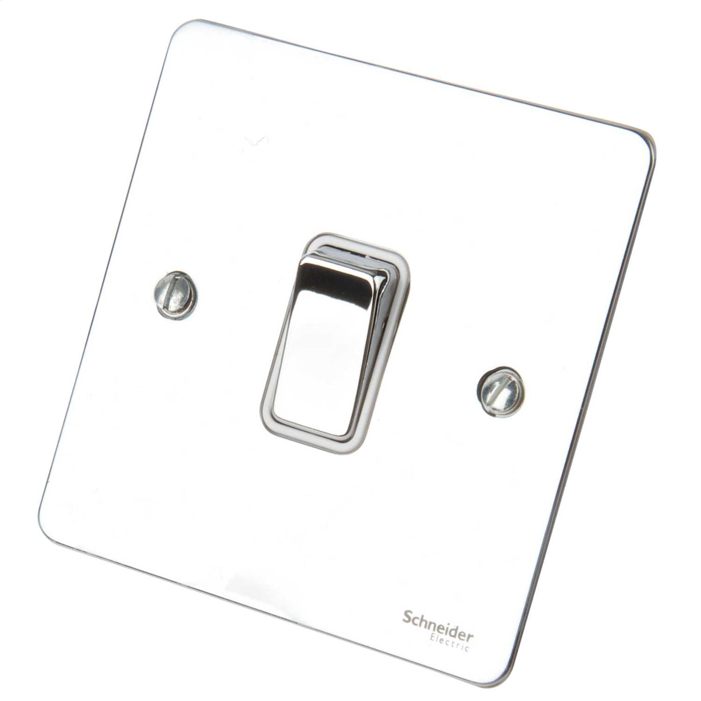 Schneider GET Ultimate 10A 1 Gang 2 Way Light Switch White Insert Polished Chrome