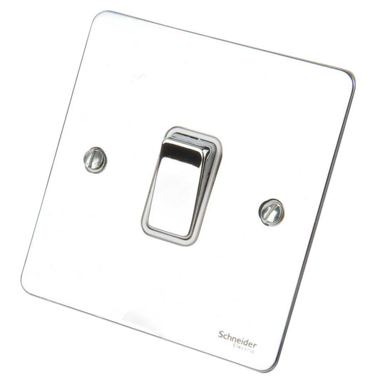 Schneider GET Ultimate 10A 1 Gang 2 Way Light Switch White Insert Polished Chrome