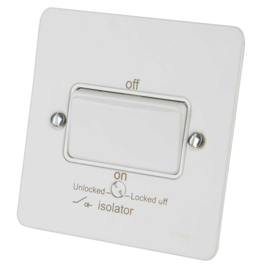 Schneider GET Ultimate Flat Plate 16A Triple Pole Fan Isolator Switch White Insert Painted White