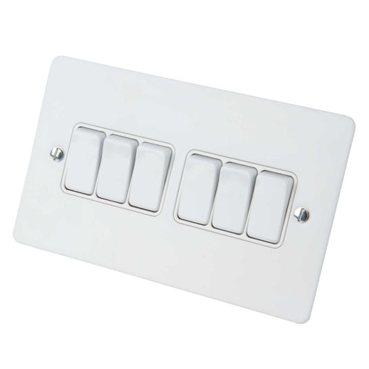 Schneider GET Ultimate 16A 6 Gang 2 Way Switch White Insert Painted White