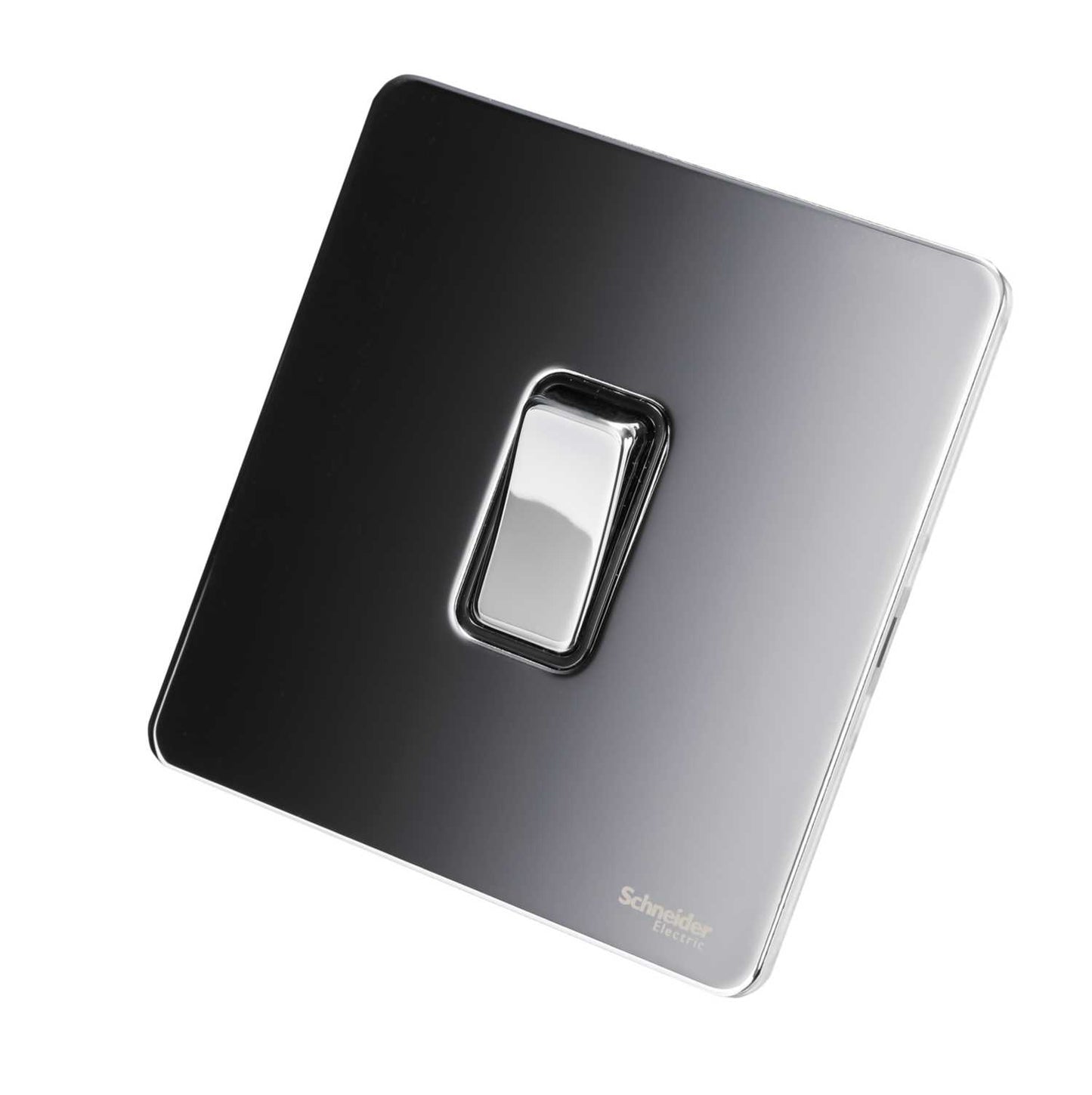 Schneider GET Ultimate 16A 1 Gang 2 Way Screwless Switch Black Insert Polished Chrome