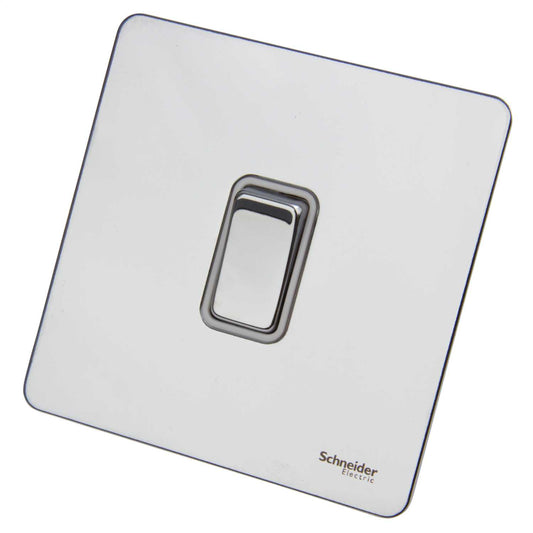 Schneider GET Ultimate 16A 1 Gang 2 Way Screwless Switch White Insert Polished Chrome