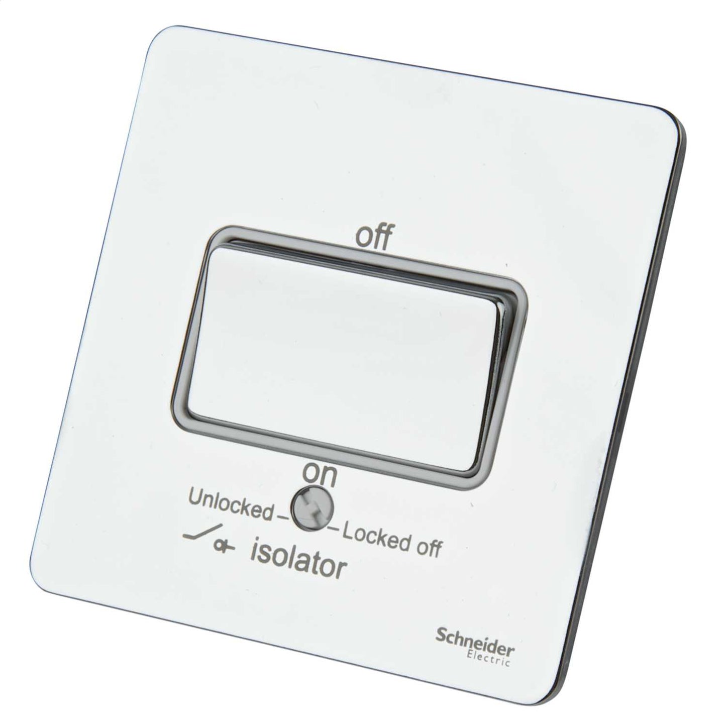 Schneider GET Ultimate 16A Triple Pole Screwless Fan Isolator Switch White Insert Polished Chrome