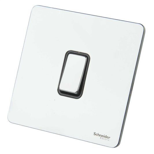 Schneider GET Ultimate 16A 1 Gang Screwless Intermediate Switch Black Insert Polished Chrome