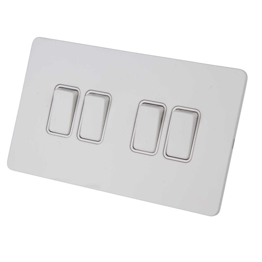 Schneider GET Ultimate 16A 4 Gang 2 Way Screwless Switch White Insert Painted White