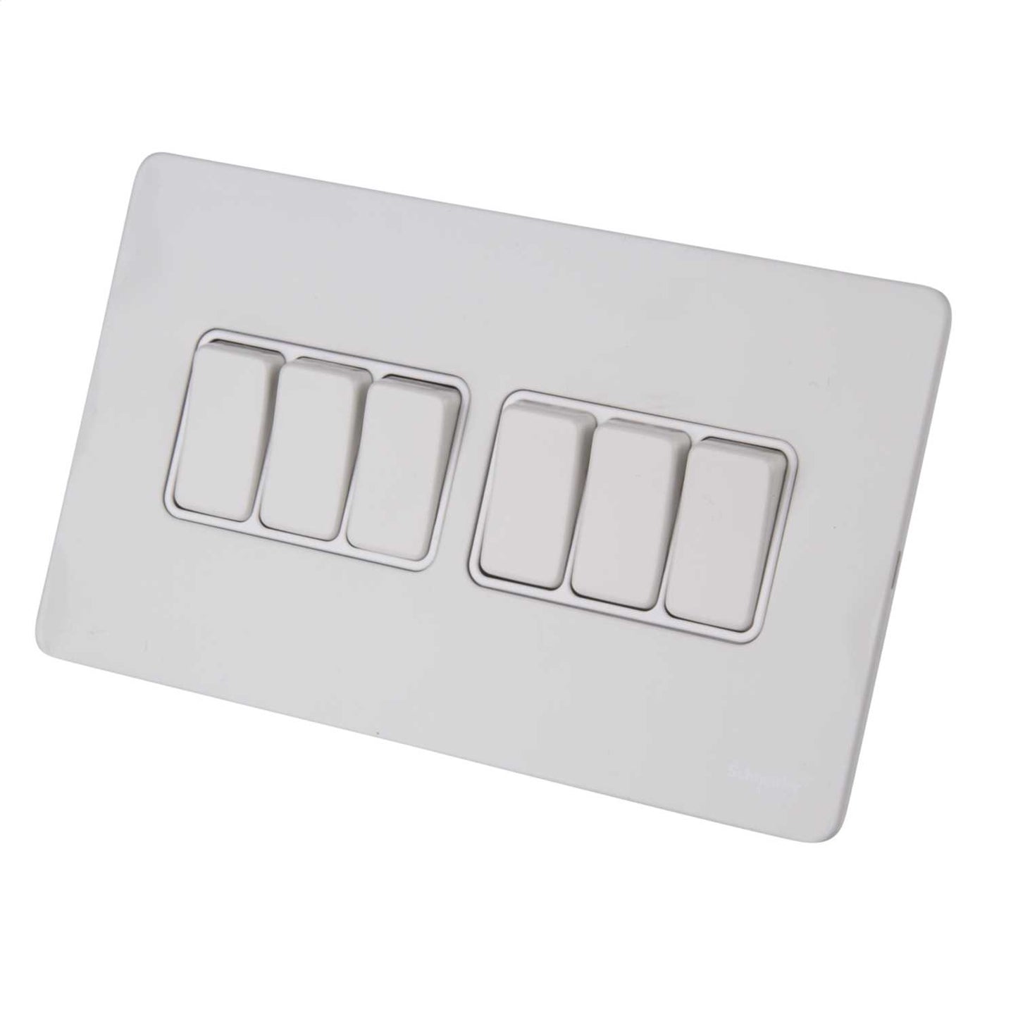 Schneider GET Ultimate 16A 6 Gang 2 Way Screwless Switch White Insert Painted White
