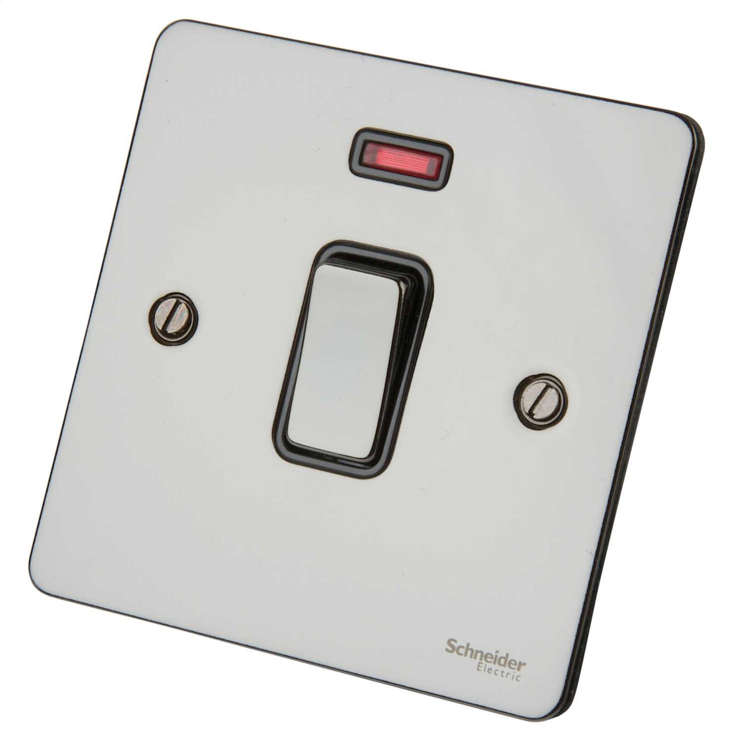 Schneider GET Ultimate Flat Plate 20A DP Switch with Neon Black Insert Black Nickel