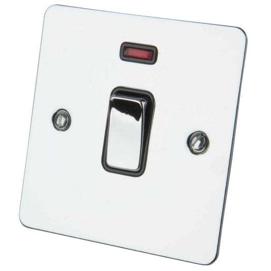 Schneider GET Ultimate Flat Plate 20A DP Switch with Neon Black Insert Polished Chrome
