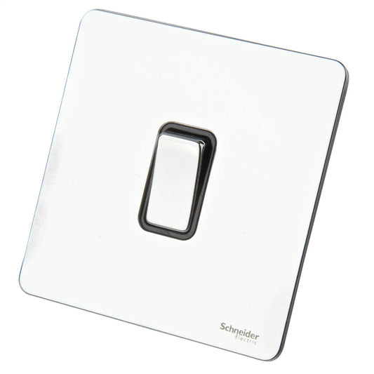 Schneider GET Ultimate 20A DP Screwless Switch Black Insert Polished Chrome