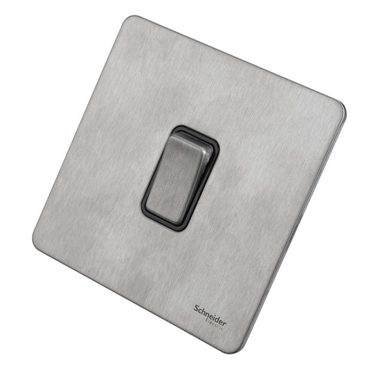 Schneider GET Ultimate 20A DP Screwless Switch Black Insert Stainless Steel