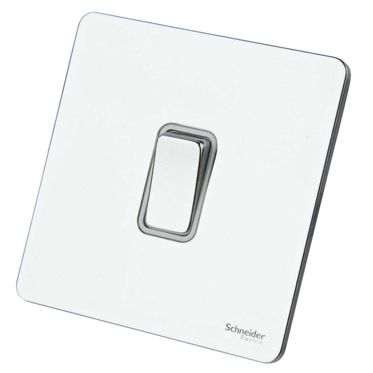 Schneider GET Ultimate 20A DP Screwless Switch White Insert Polished Chrome