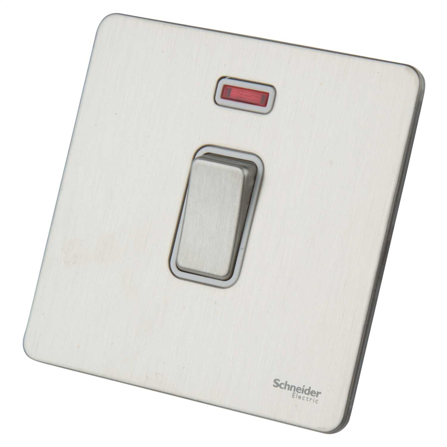 Schneider GET Ultimate 20A DP Screwless Switch with Neon White Insert Stainless Steel