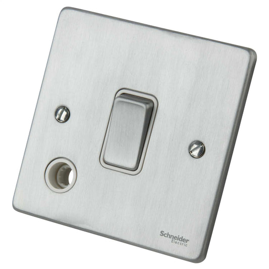 Schneider GET Ultimate 20A DP Switch with Flex Outlet White Insert Brushed Chrome
