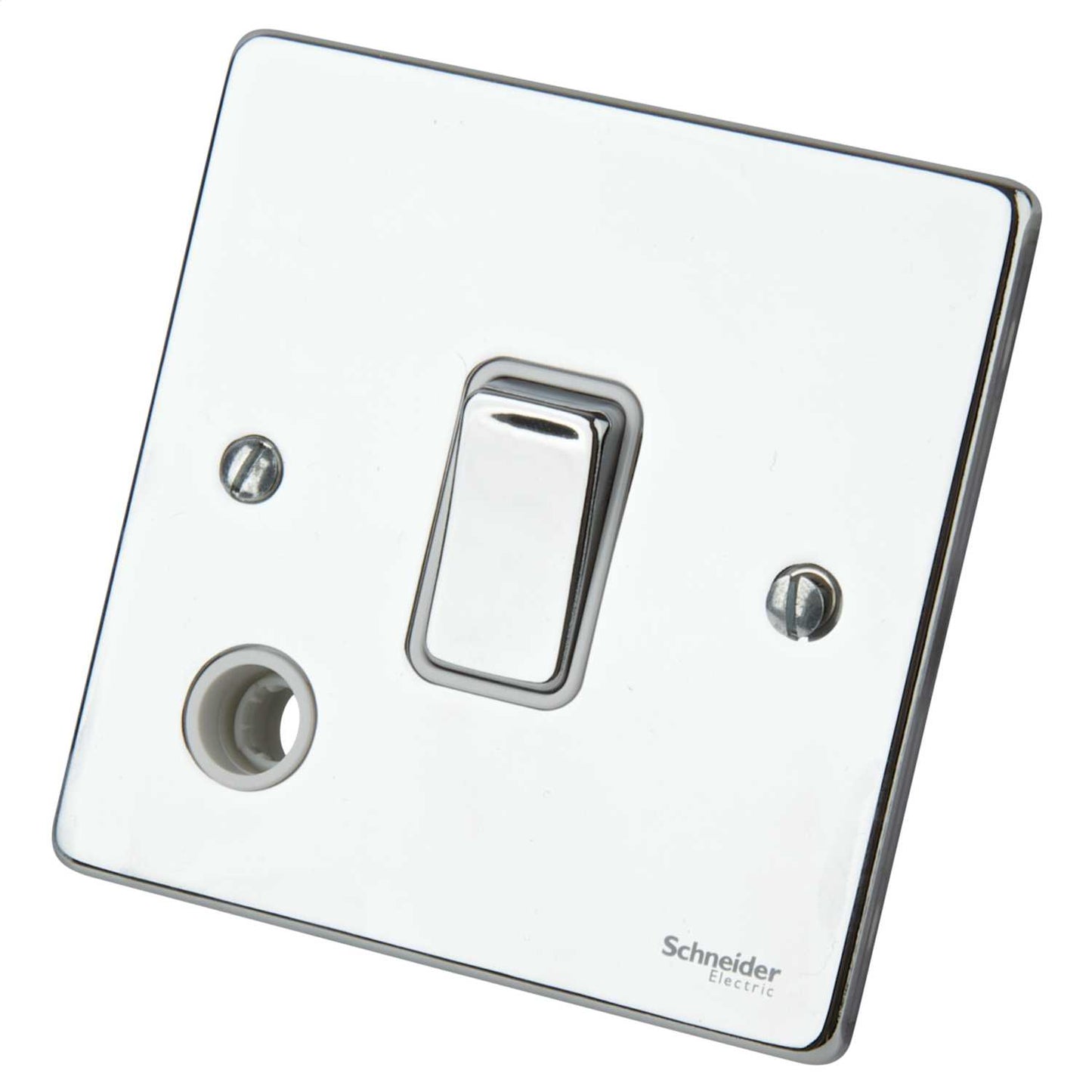 Schneider GET Ultimate 20A DP Switch with Flex Outlet White Insert Polished Chrome