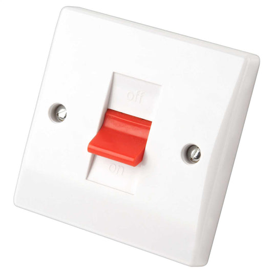 Schneider GET Ultimate 45A DP 1 Gang Switch with Red Rocker