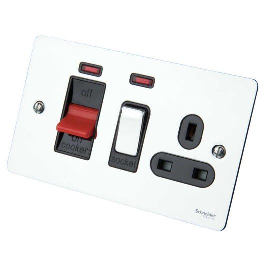 Schneider GET Ultimate 45A DP Cooker Control Unit with Neon Black Insert Polished Chrome