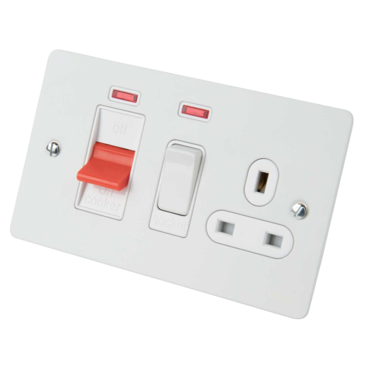 Schneider GET Ultimate Flat Plate 45A DP Cooker Control Unit with Neon White Insert Painted White