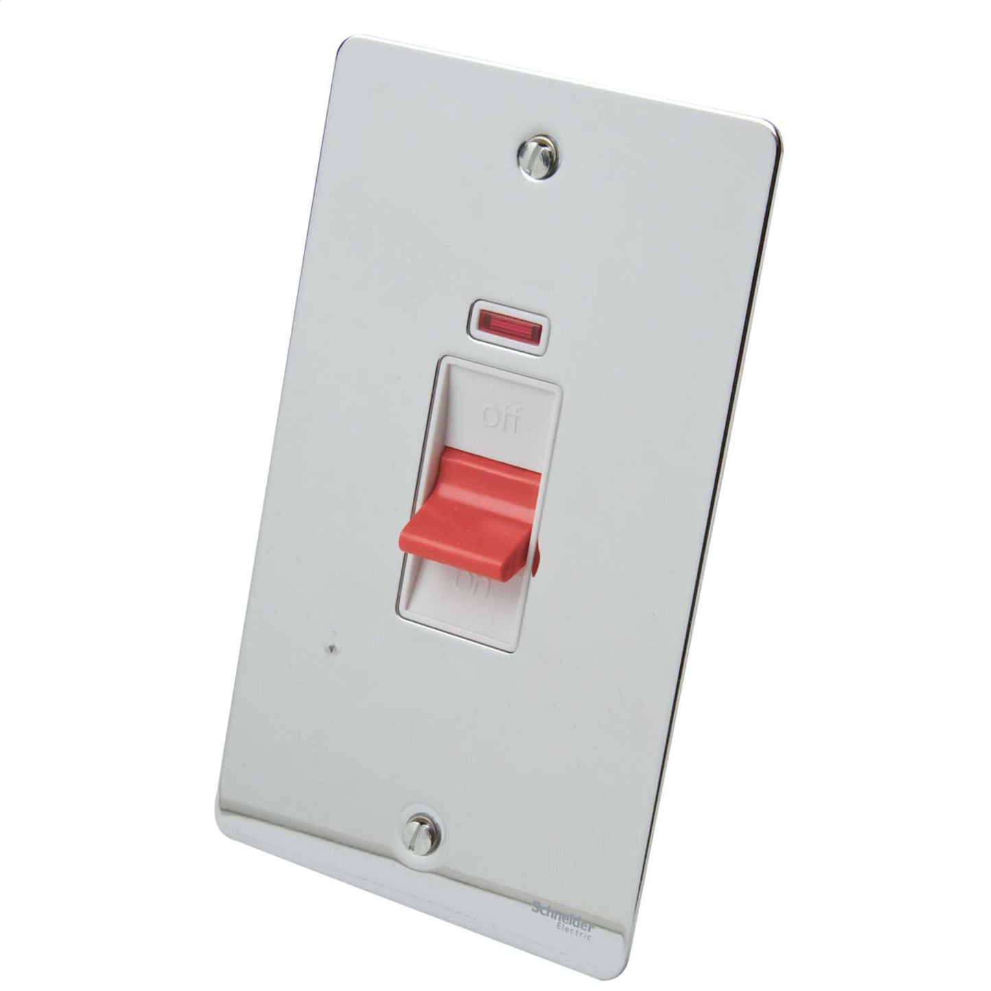 Schneider GET Ultimate 50A DP Vertical Switch with Neon White Insert Polished Chrome