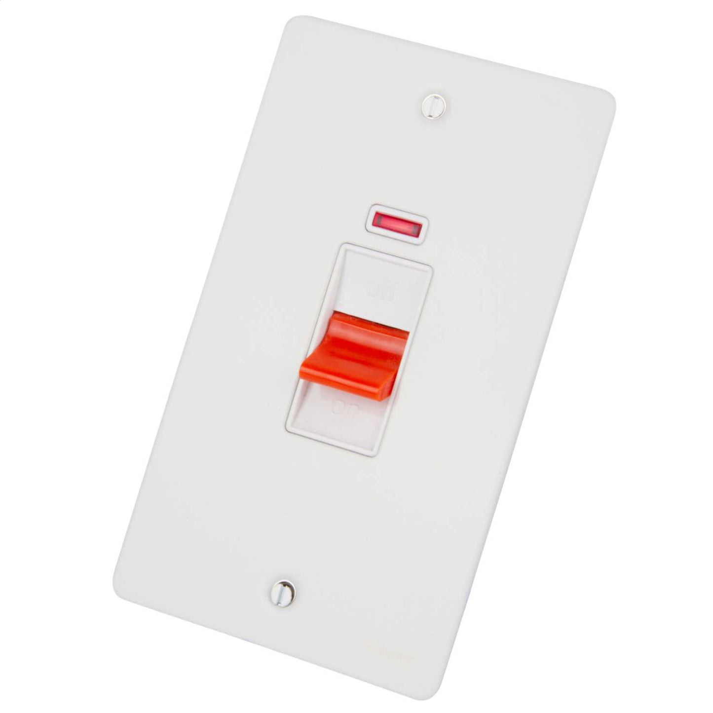 Schneider GET Ultimate Flat Plate 50A DP Vertical Switch with Neon White Insert Painted White