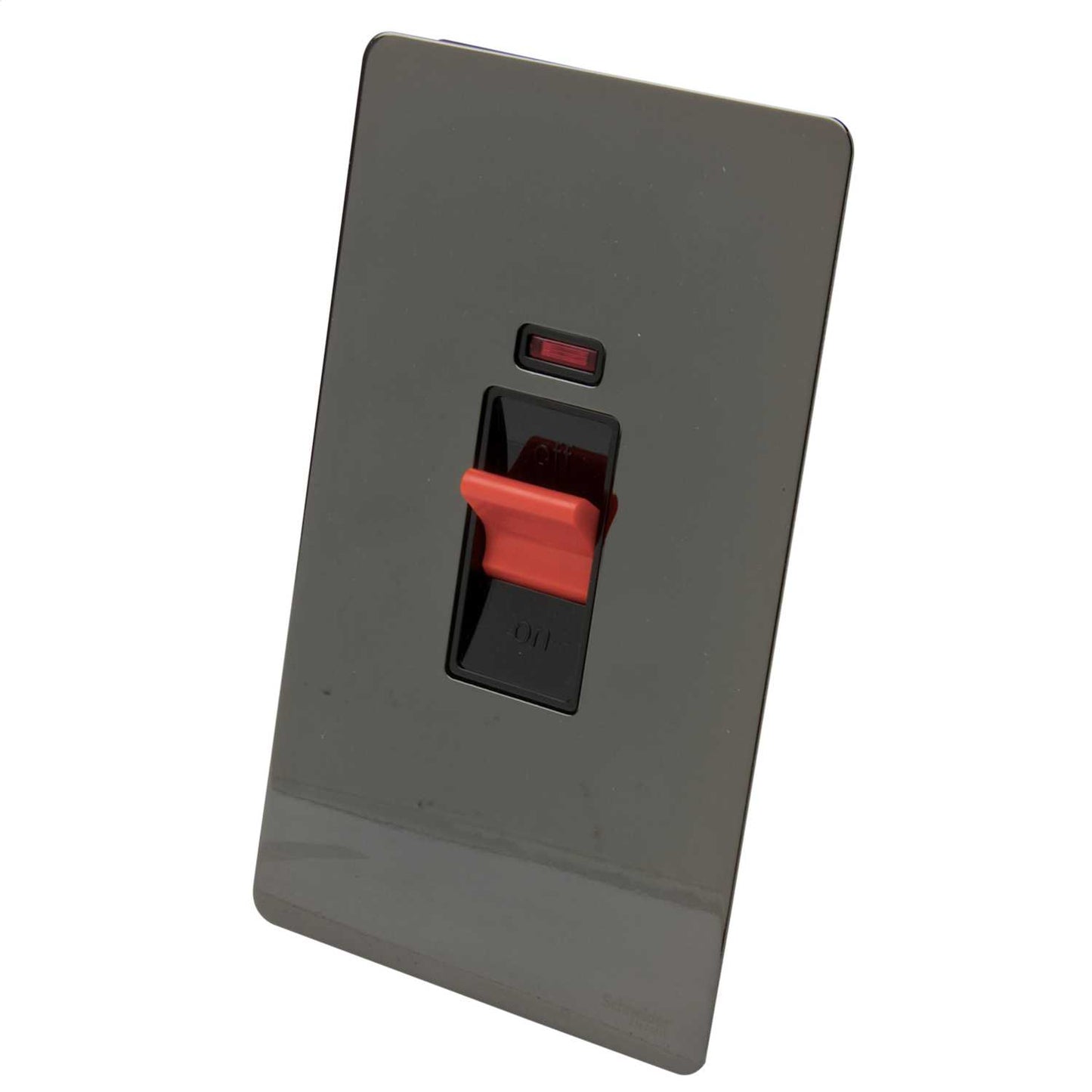Schneider GET Ultimate 50A DP Screwless Vertical Switch with Neon Black Insert Black Nickel