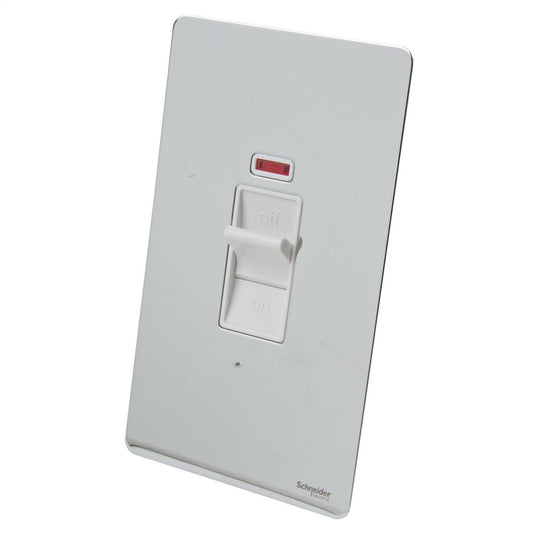 Schneider GET Ultimate 50A DP Screwless Vertical Switch with Neon White Insert Polished Chrome
