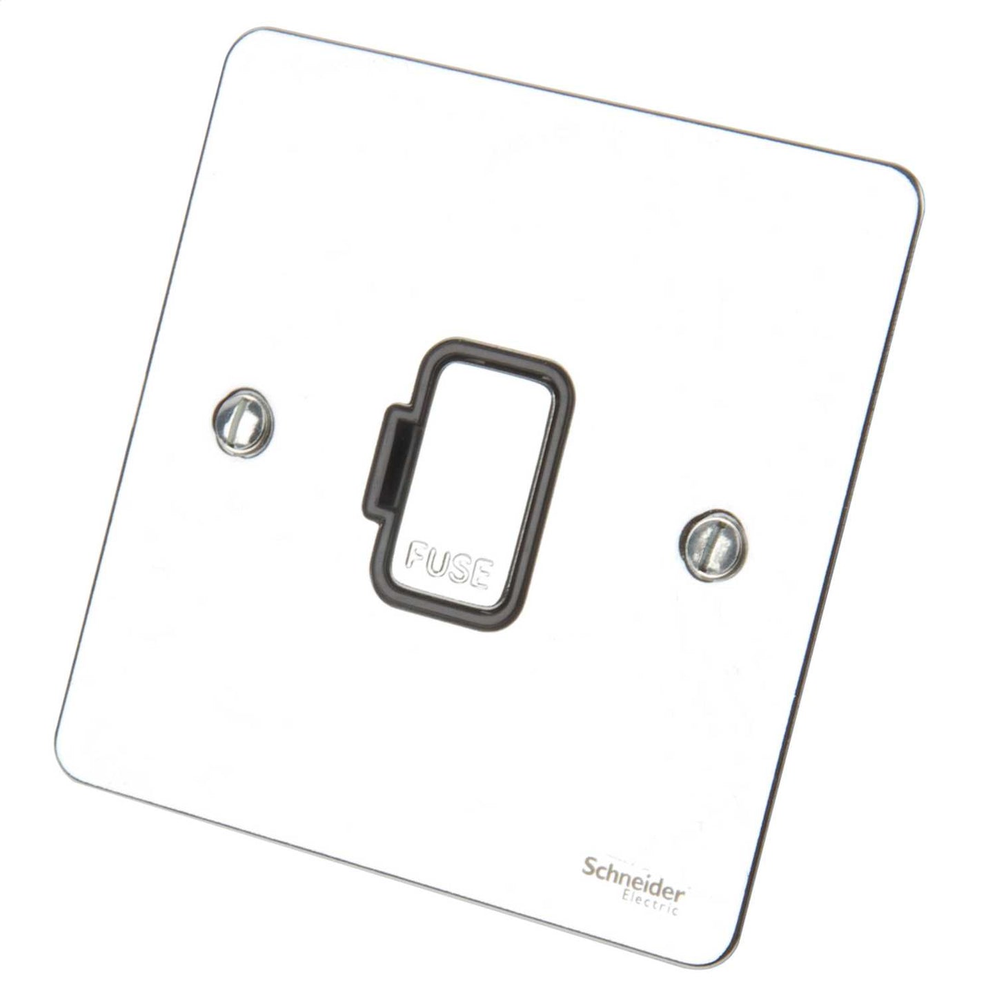 Schneider GET Ultimate 13A Unswitched Fused Spur Black Insert Polished Chrome