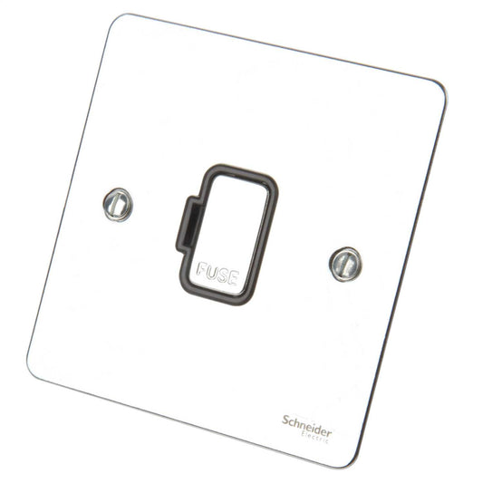 Schneider GET Ultimate 13A Unswitched Fused Spur Black Insert Polished Chrome
