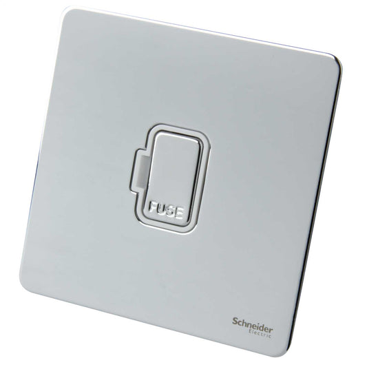 Schneider GET Ultimate 13A Screwless Unswitched Fused Spur White Insert Polished Chrome