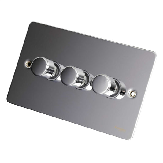 Schneider GET Ultimate 250W/VA 3 Gang 2 Way Dimmer Switch Polished Chrome
