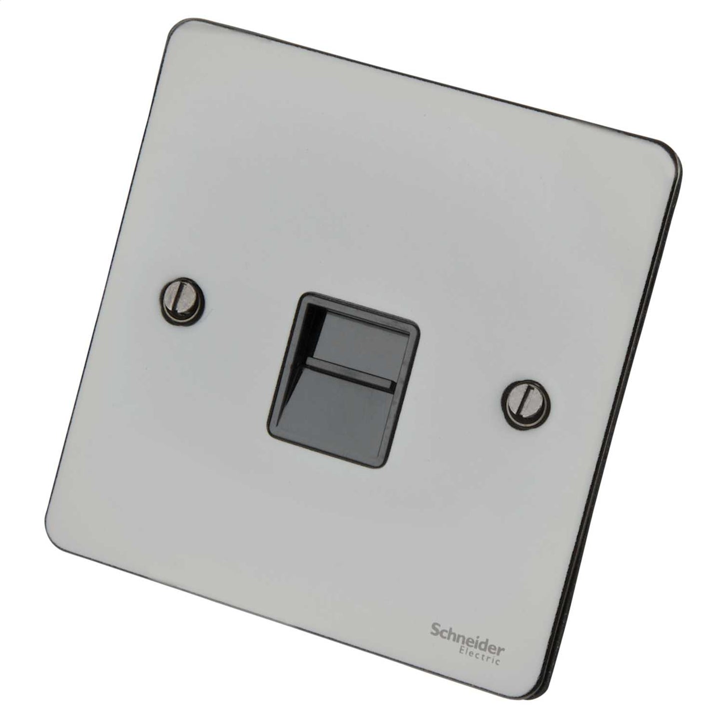 Schneider GET Ultimate Flat Plate 1 Gang Master Telephone Socket Black Insert Black Nickel